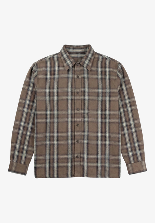 Brown Checkered Flannel Shirt