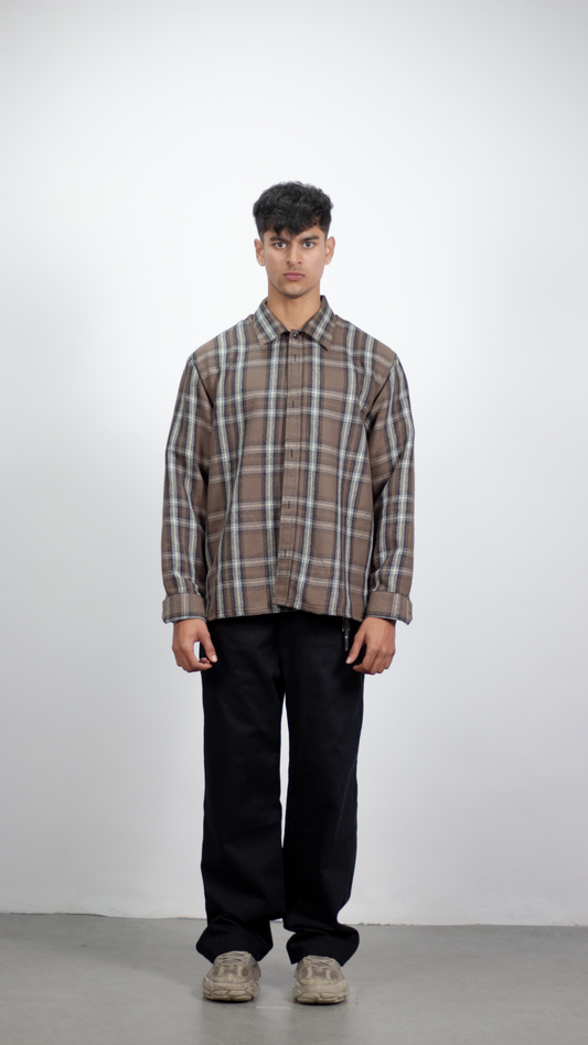 Brown Checkered Flannel Shirt