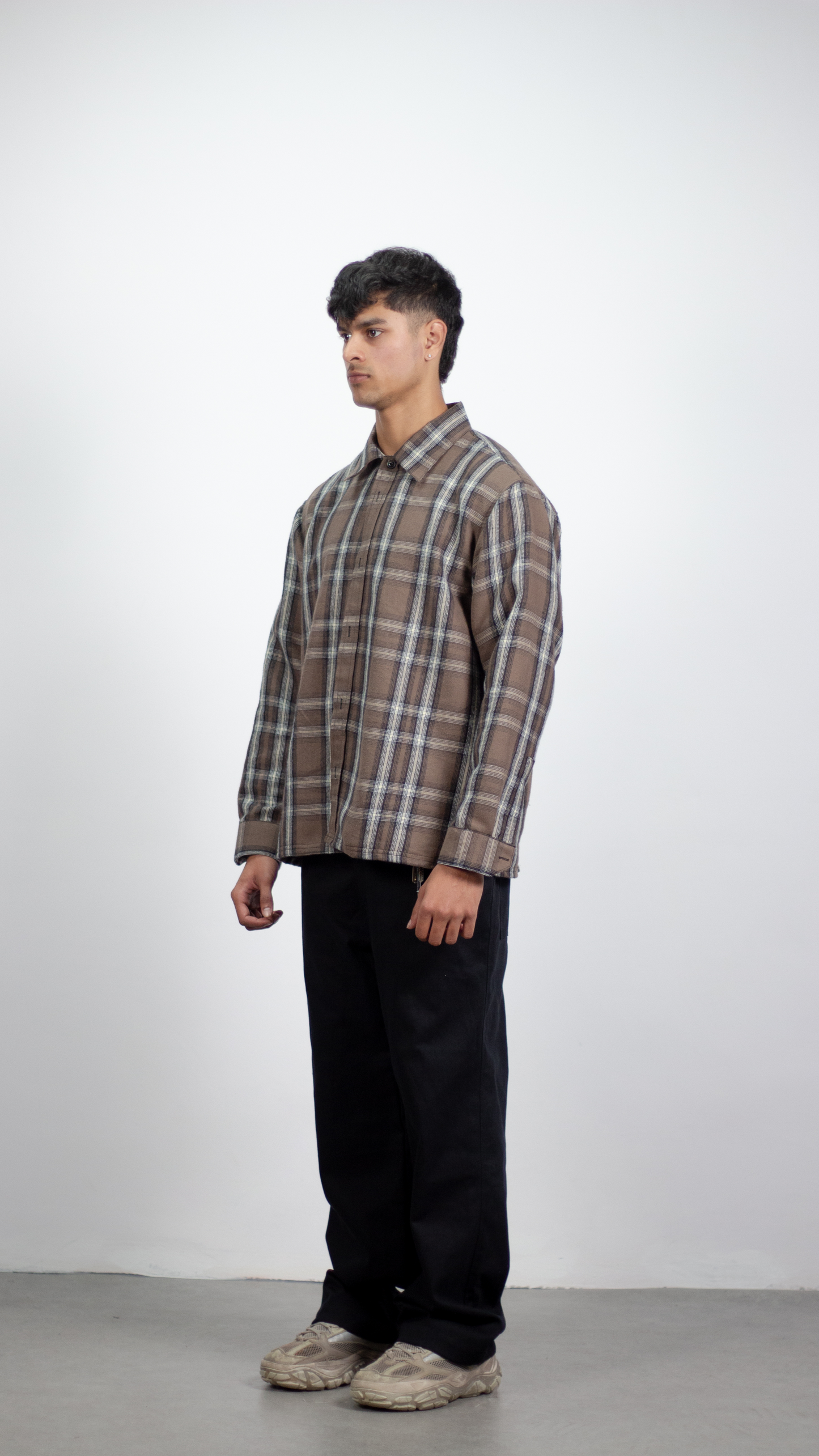 Brown Checkered Flannel Shirt