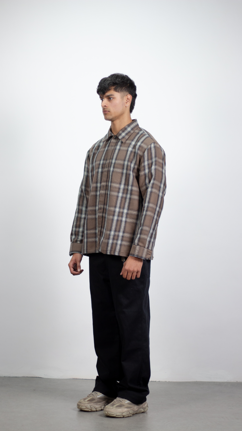 Brown Checkered Flannel Shirt